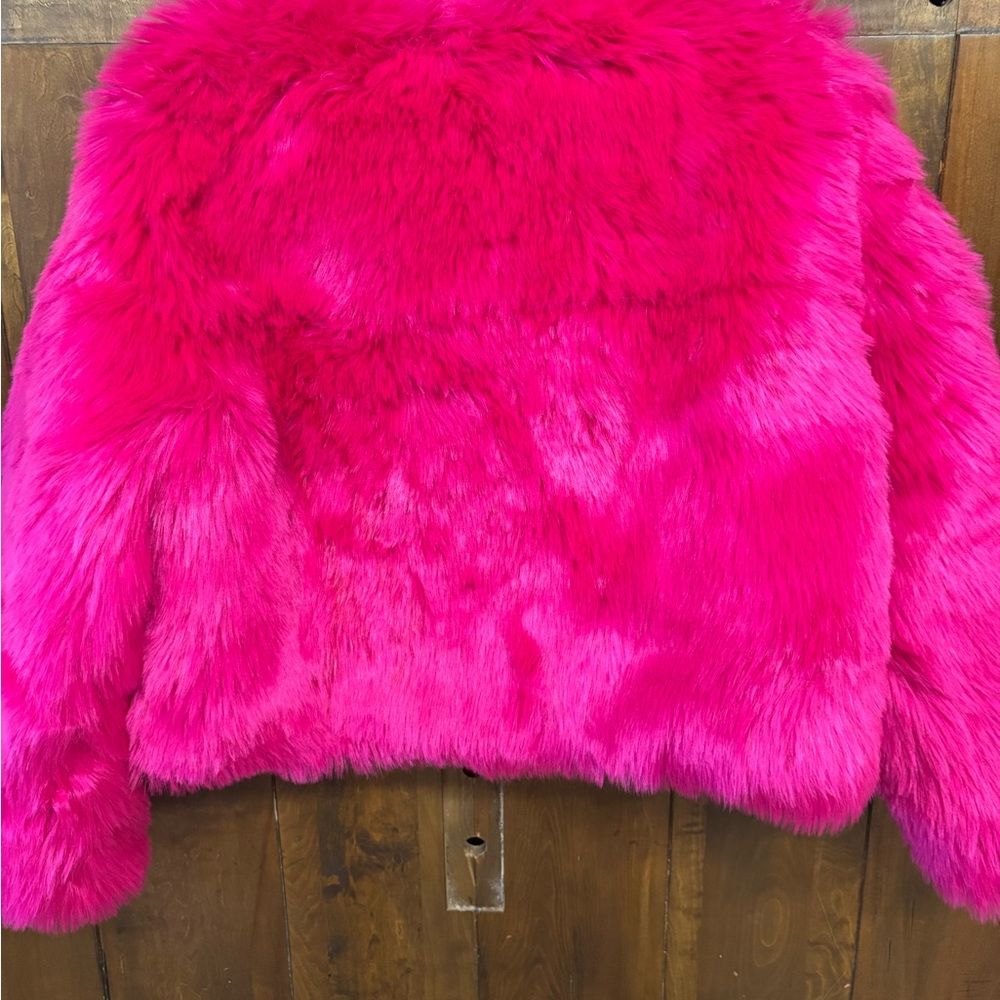 Forever 21 Pink Faux Fur Cropped Jacket